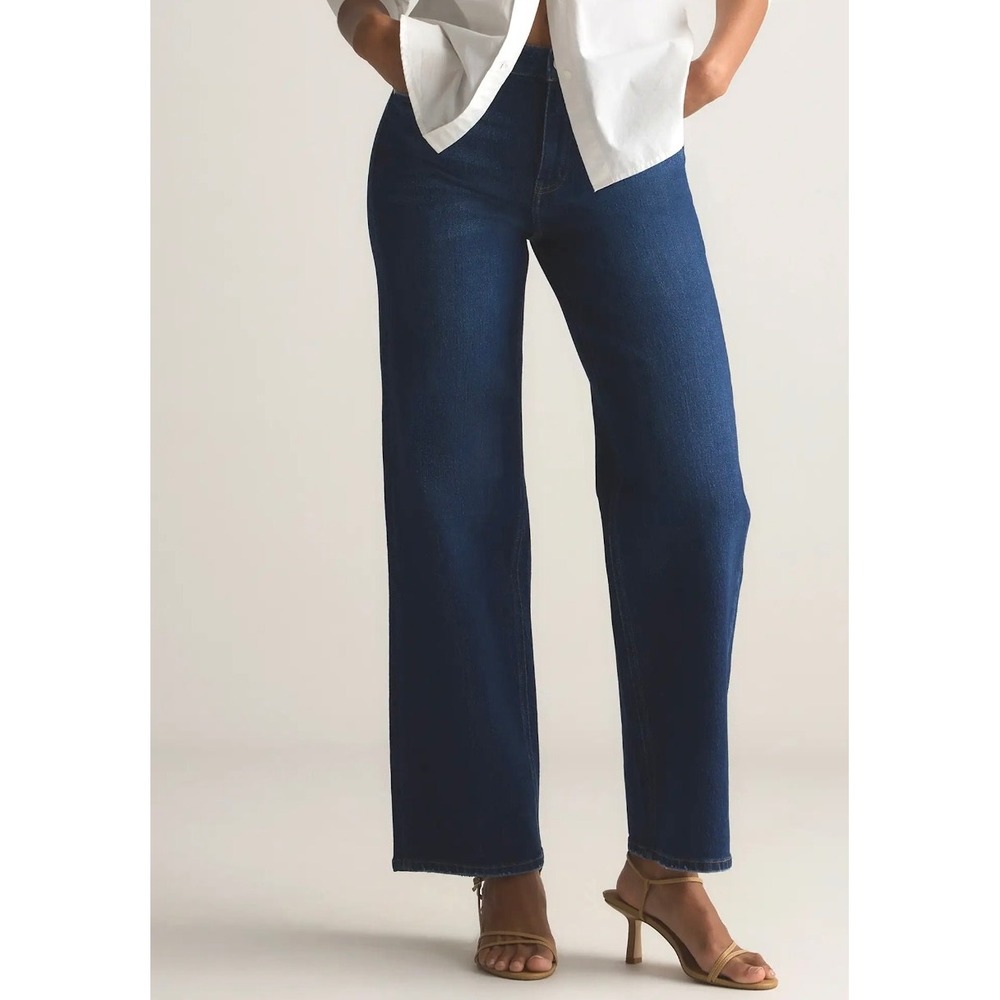 Quince Curvy Bella Stretch Relaxed Straight Jeans Stormy Blue 26 W-PNT-209